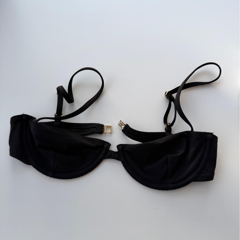 Toteme Black Bikini Top with Thin Straps